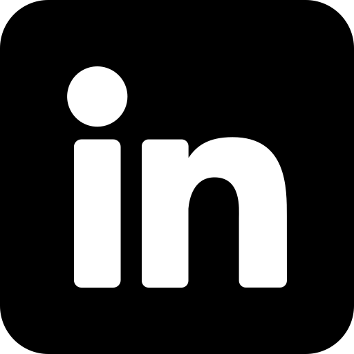 LinkedIn logo in black silhouette.